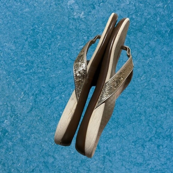 VIONIC Gold Sequined Flip Fops‎ size 9 - Picture 4 of 6